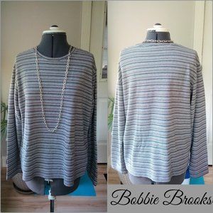 Bobbie Brooks Long Sleeved Metallic Striped Blouse